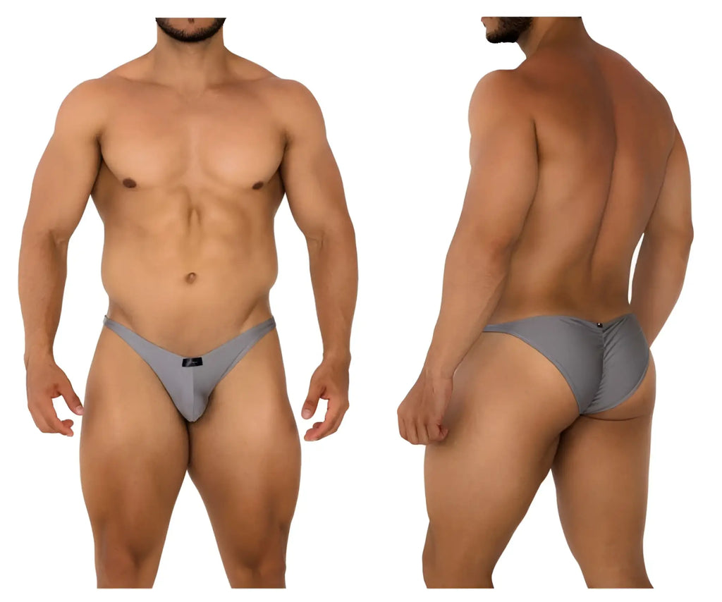 Xtremen 91179 microfiber bikini briefs in silver gray with a sleek form-fitting design and small black logo on front