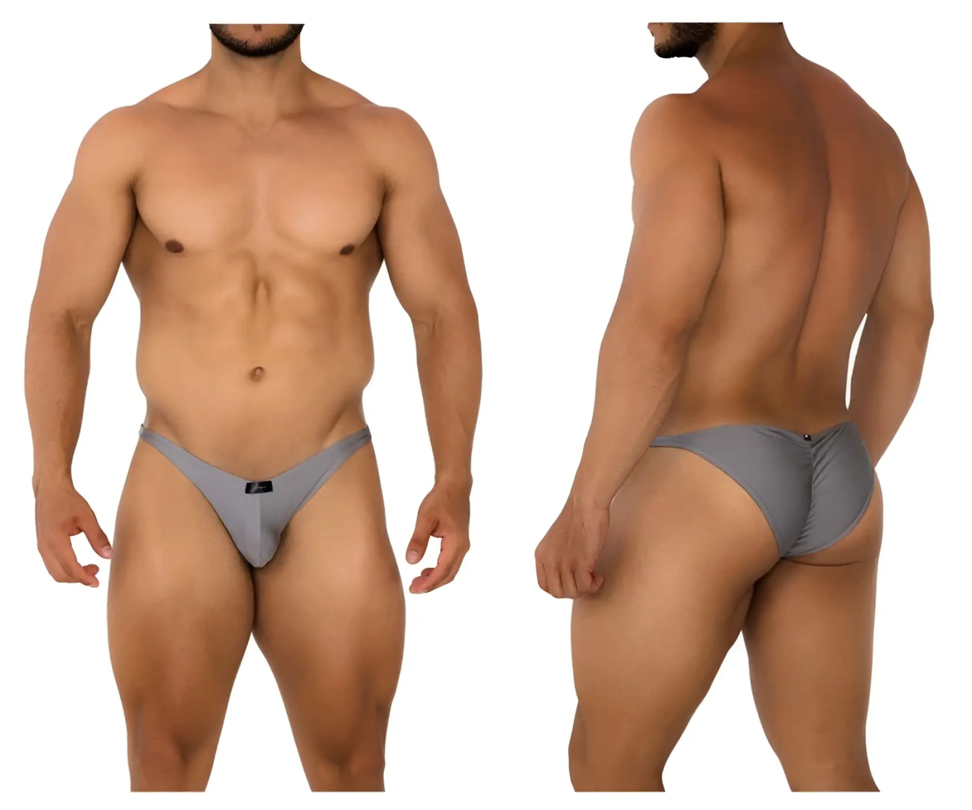 Xtremen 91179 microfiber bikini briefs in silver gray with a sleek form-fitting design and small black logo on front