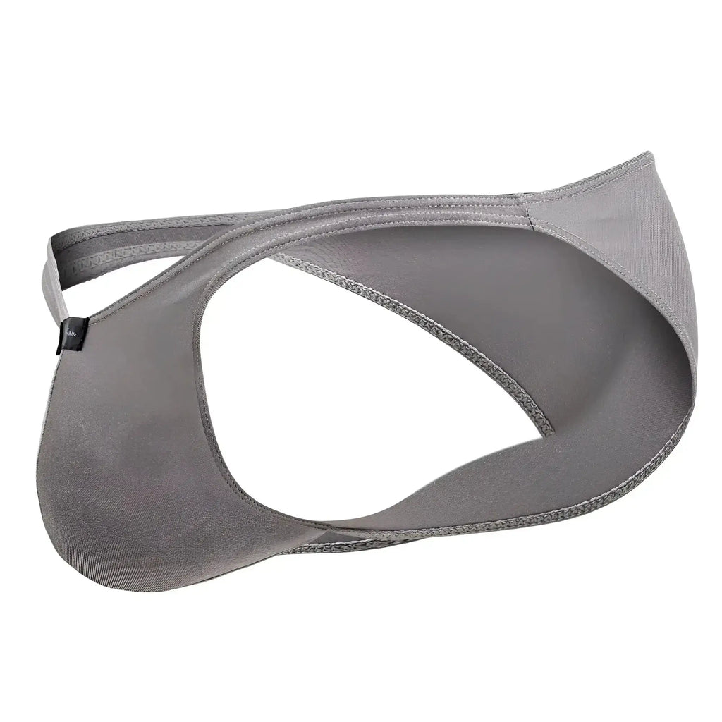 Xtremen 91179 microfiber bikini in silver with gray fabric thong back featuring sleek minimalist design and subtle stitching