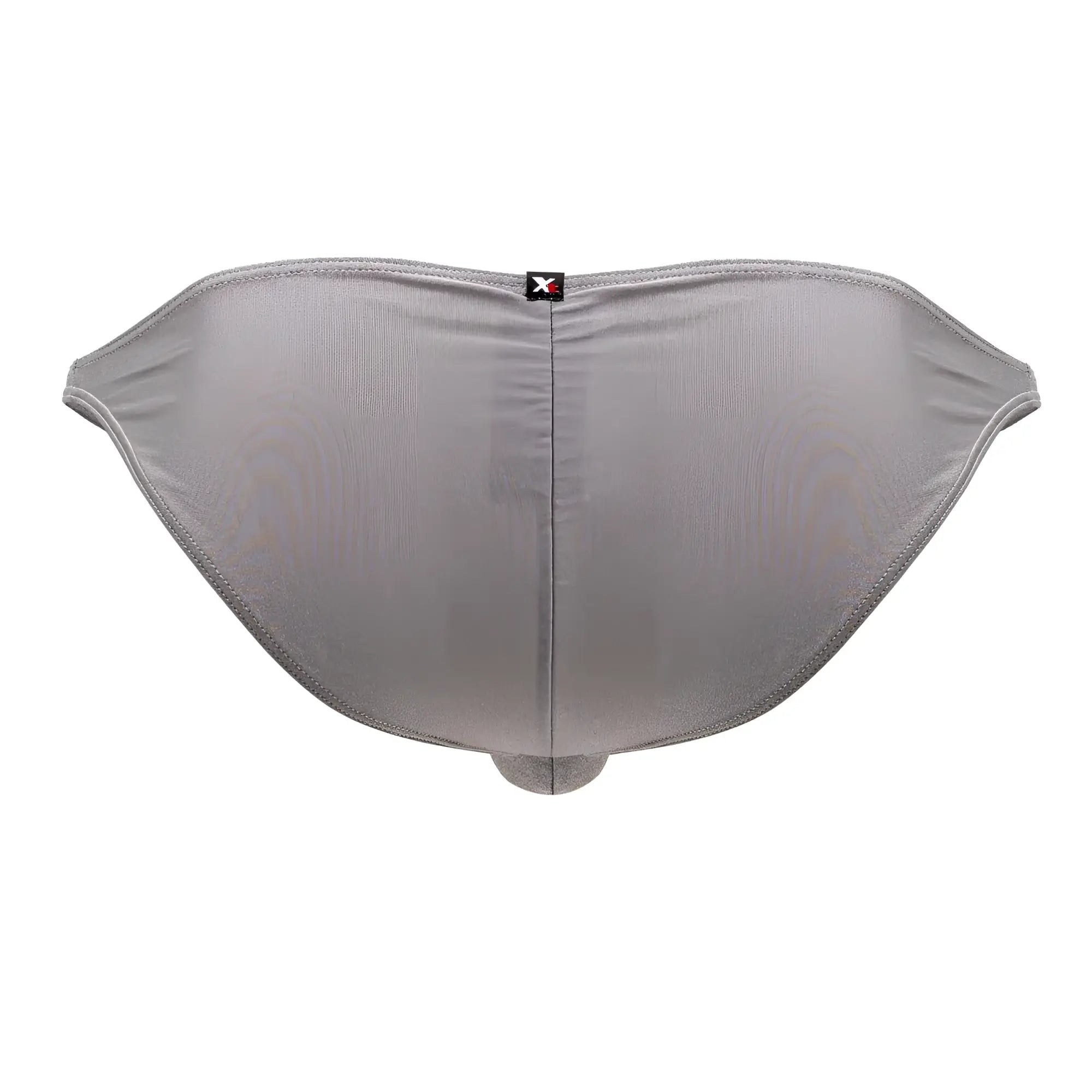 Gray metallic-textured xtremen 91179 microfiber bikini briefs with central seam and black logo tag visible on the back side