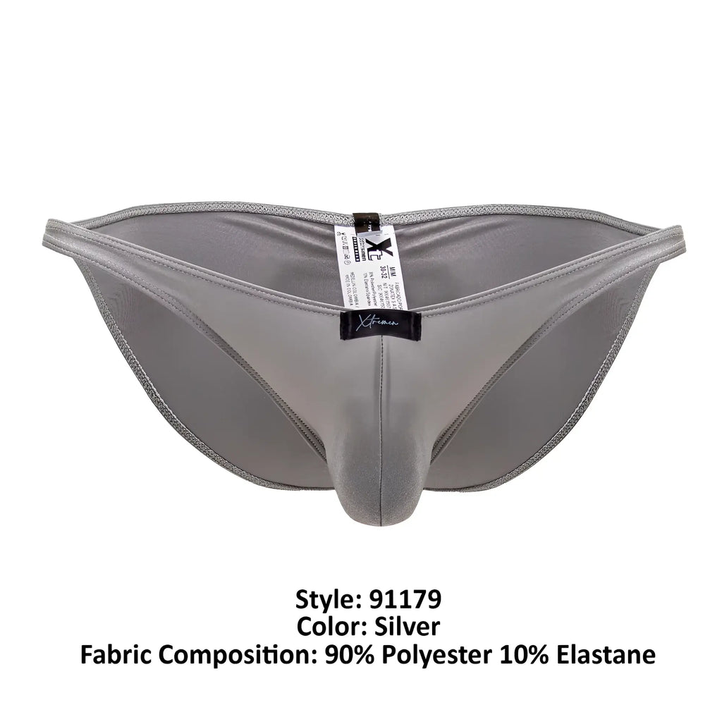 Silver xtremen 91179 microfiber bikini thong with sleek form-fitting design made of 90 polyester 10 elastane
