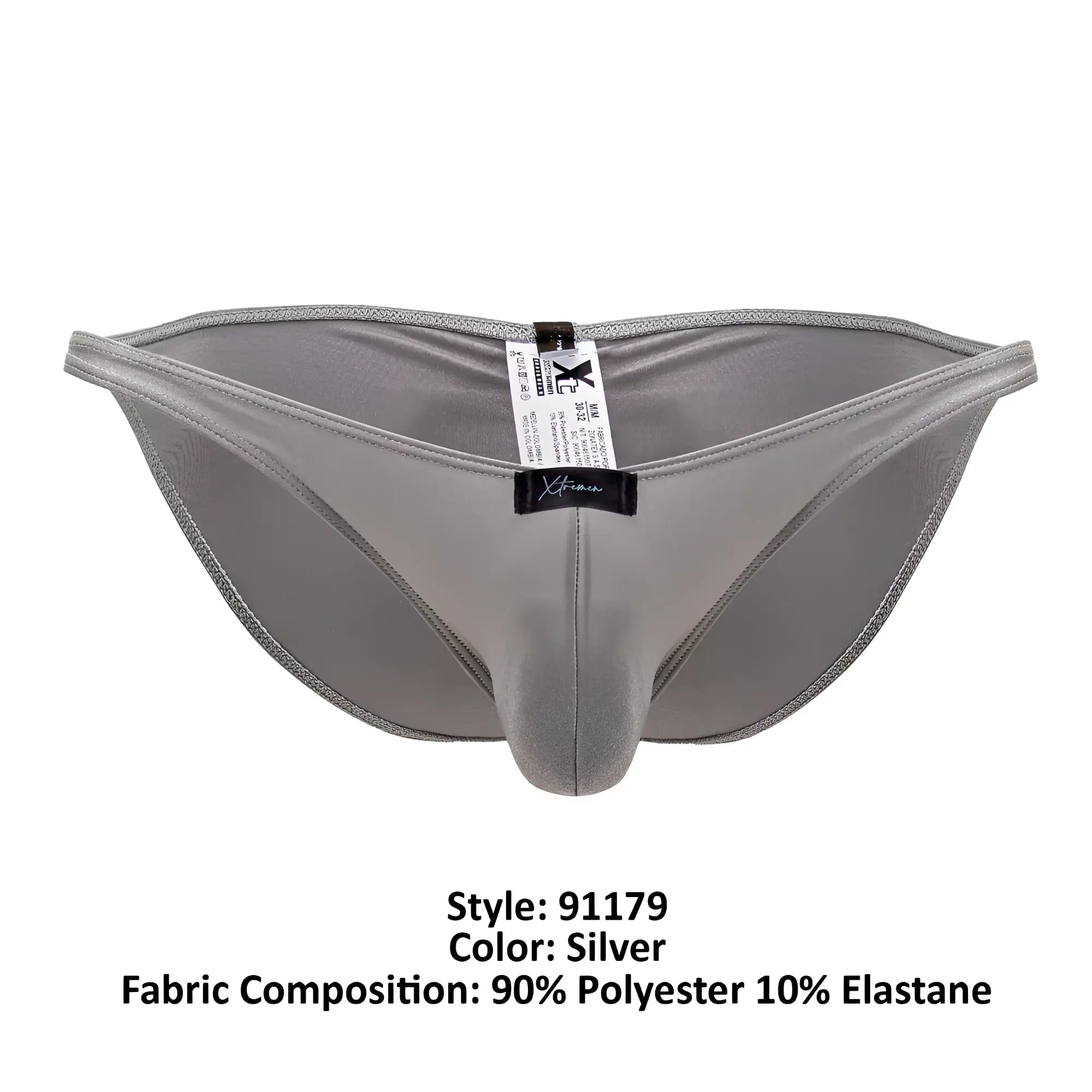 Silver xtremen 91179 microfiber bikini thong with sleek form-fitting design made of 90 polyester 10 elastane