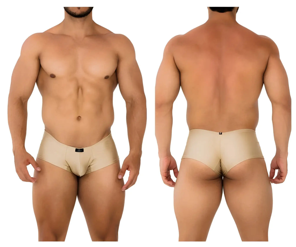 Beige xtremen 91180 microfiber trunks with smooth stretchy fabric and a small black brand tag at the waistband