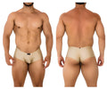 Beige xtremen 91180 microfiber trunks with smooth stretchy fabric and a small black brand tag at the waistband