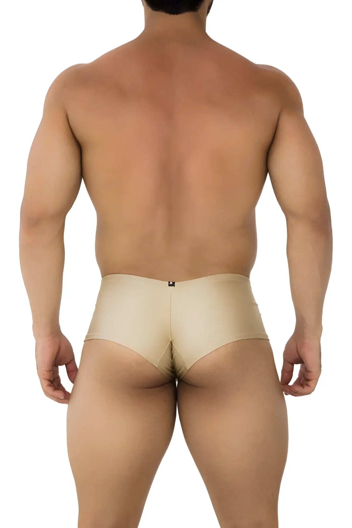 Beige satin xtremen 91180 microfiber trunks with sleek form-fitting design in gold color for comfortable wear