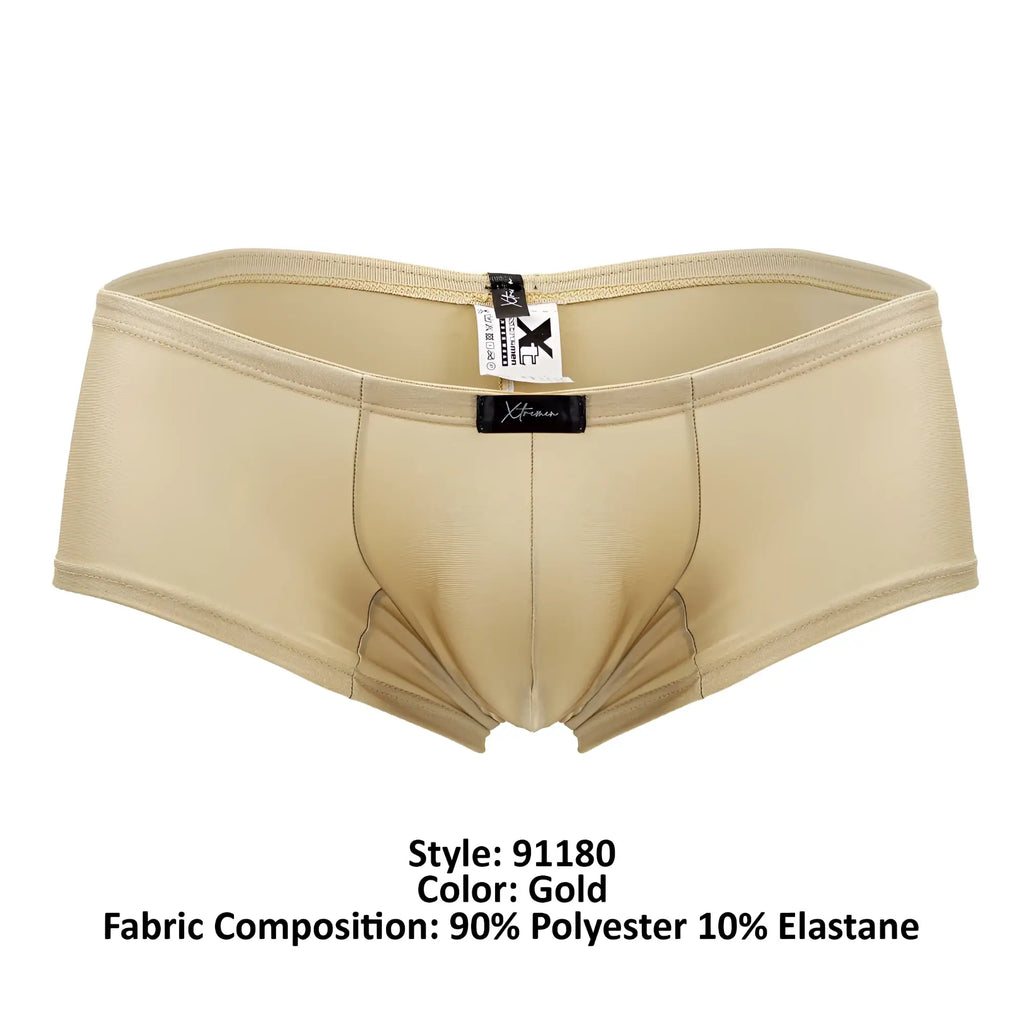 Gold-colored xtremen 91180 microfiber trunks made of 90 polyester 10 elastane with sleek form-fitting design and seam detailing