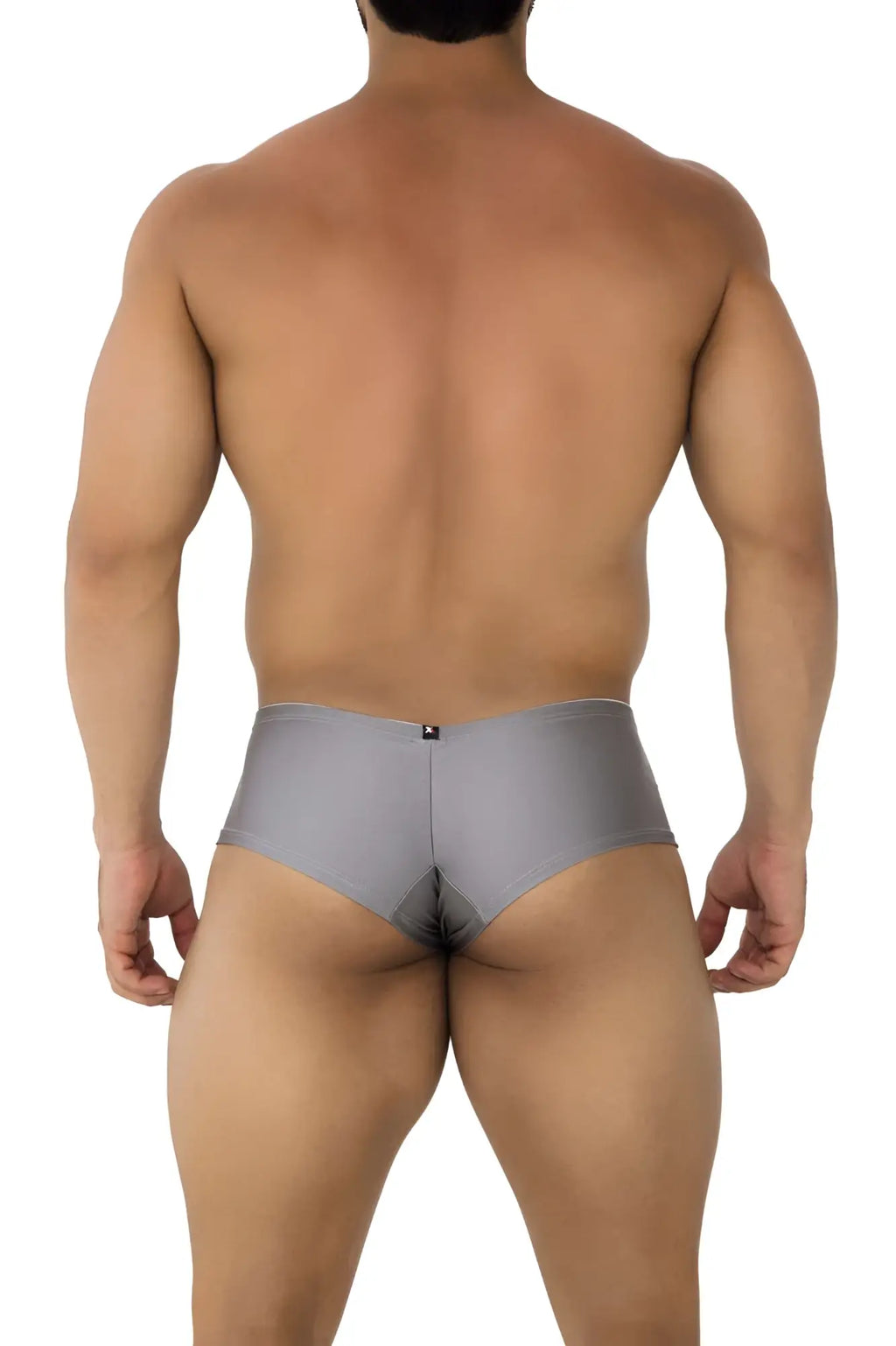 Gray xtremen 91180 microfiber trunks with a subtle sheen and small black logo on the waistband