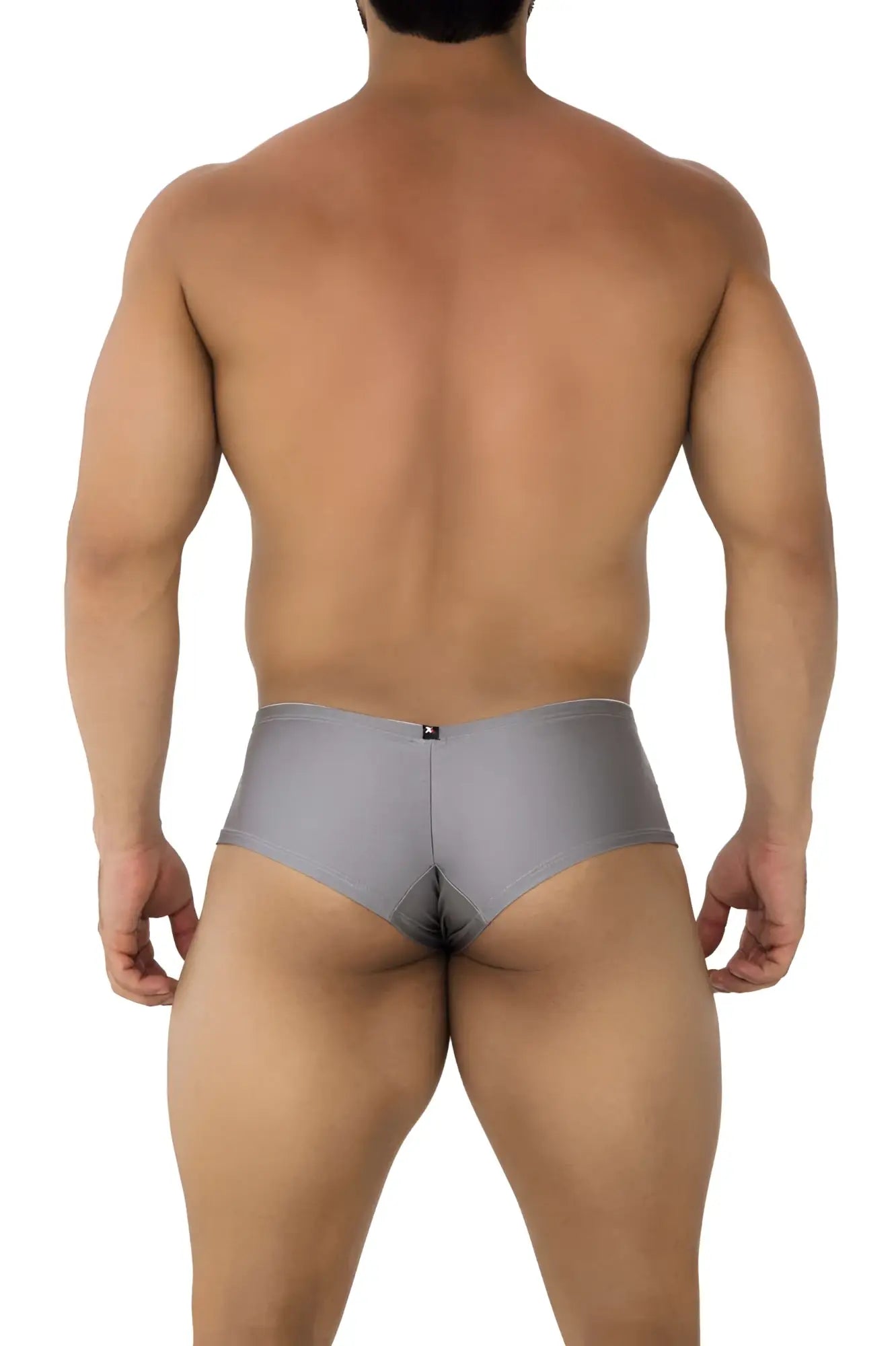 Gray xtremen 91180 microfiber trunks with a subtle sheen and small black logo on the waistband