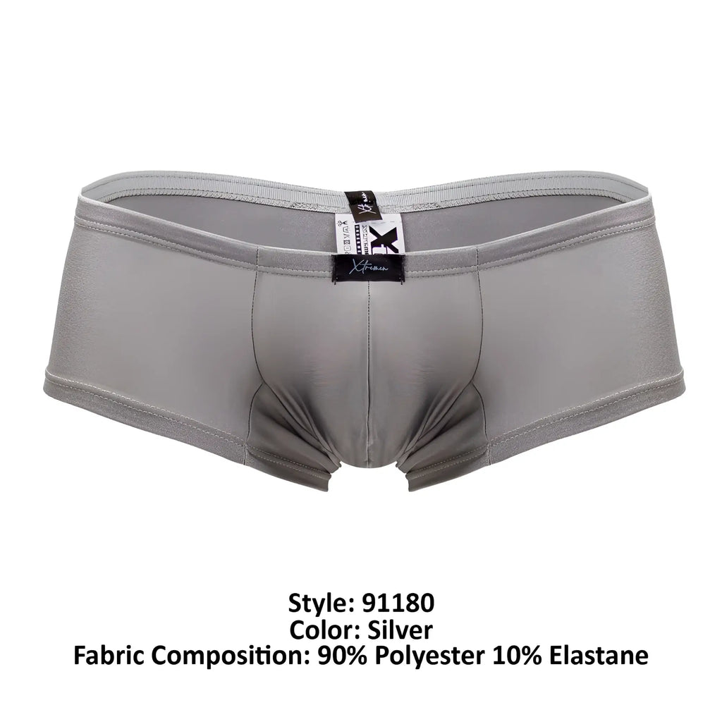 Xtremen 91180 microfiber trunks silver men’s briefs made of 90 polyester 10 elastane with branded waistband label