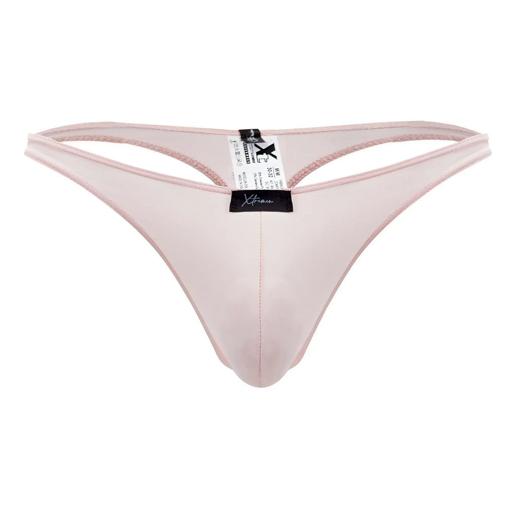 Xtremen 91182 microfiber thong in pink features delicate translucent satin fabric with subtle sheen and fine stitching