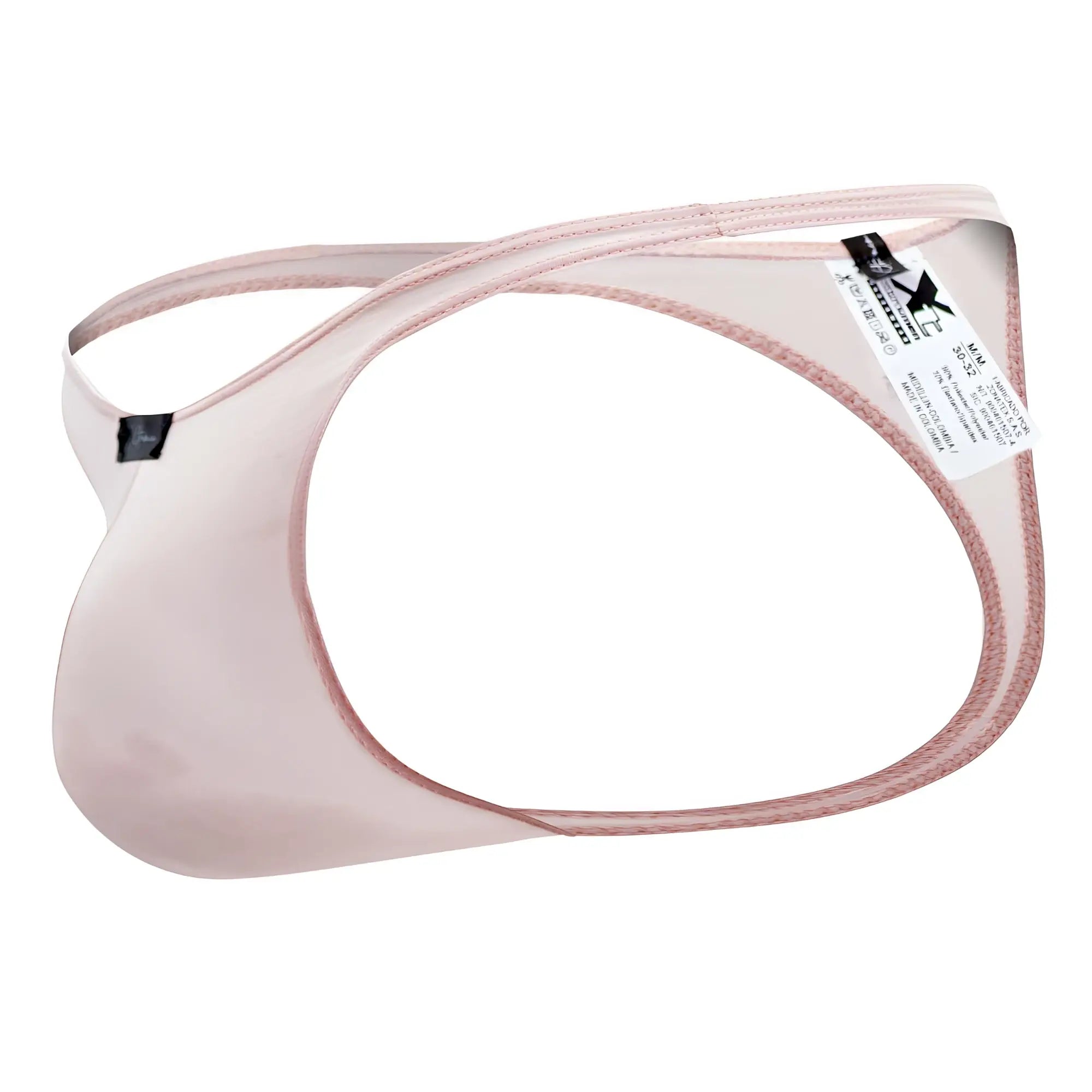 Sheer light pink xtremen 91182 microfiber men’s thong with smooth stretchy fabric and matching pink stitching