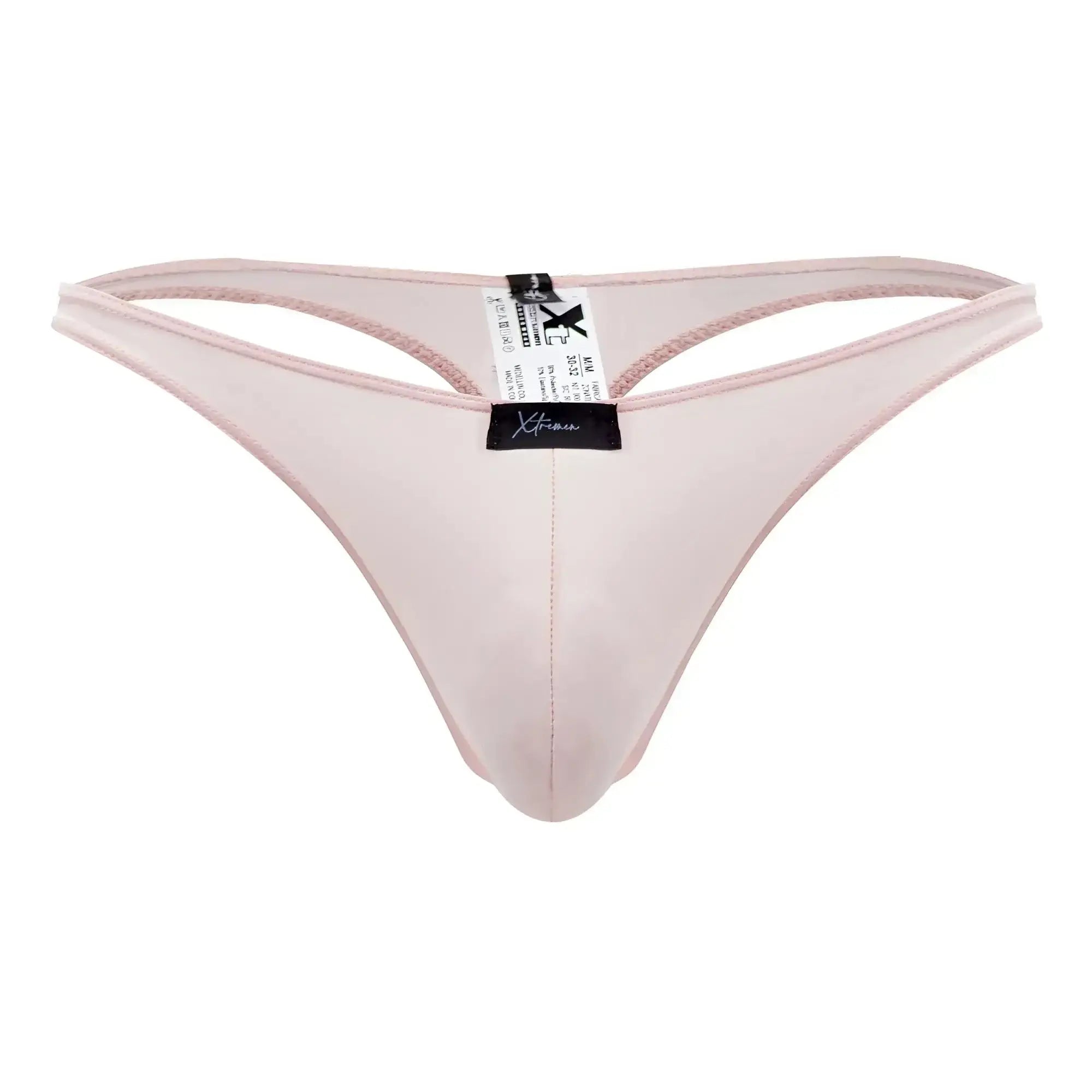 Xtremen 91182 microfiber thong in pink features delicate translucent satin fabric with subtle sheen and fine stitching