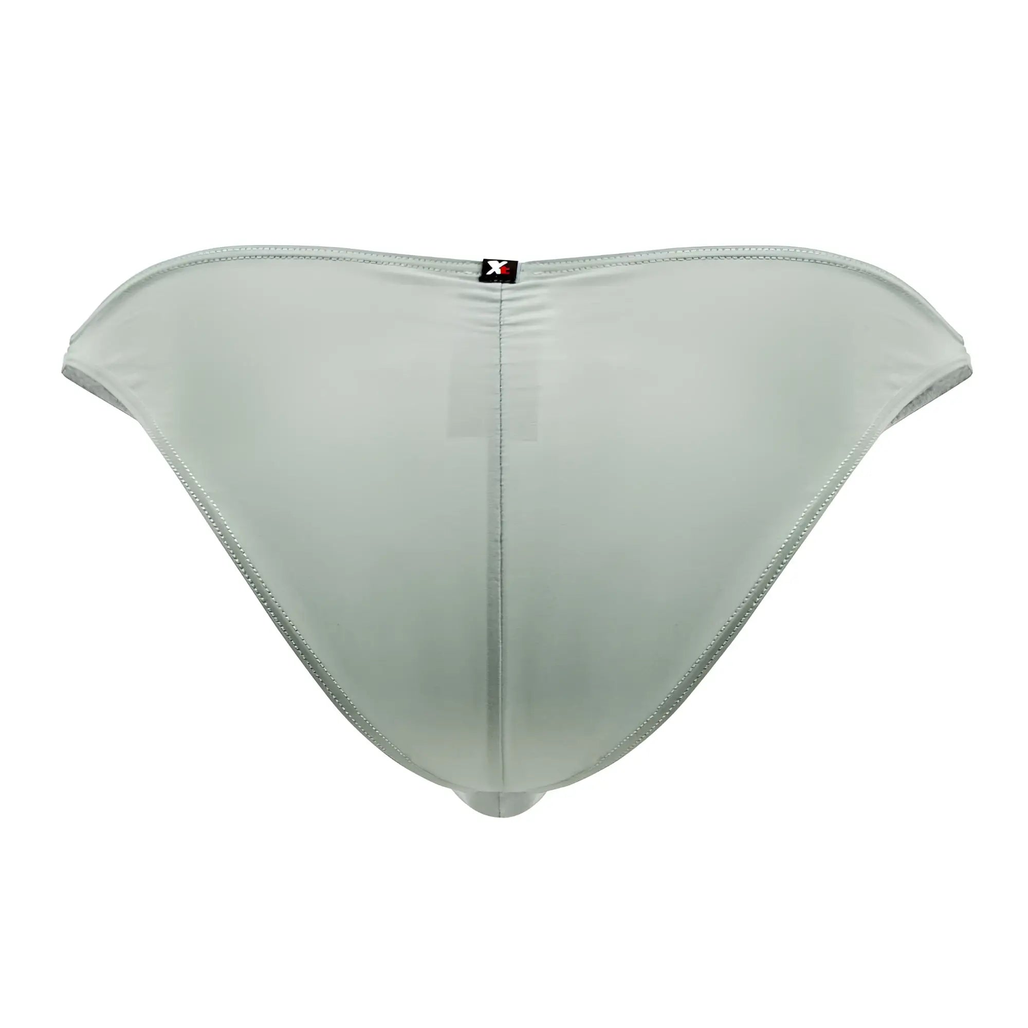 Xtremen 91183 microfiber bikini in green with sleek light gray satin finish and subtle edge stitching for men