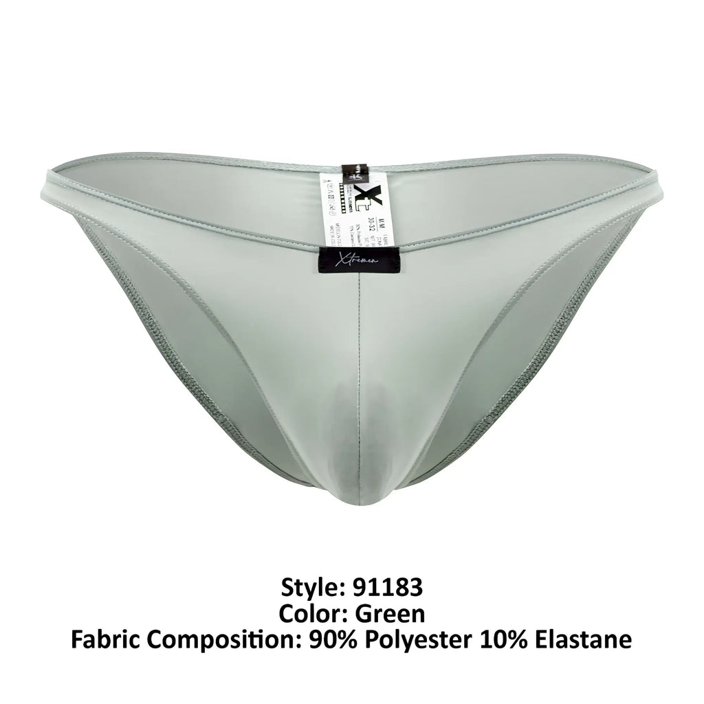 Green xtremen 91183 microfiber bikini briefs made of smooth 90% polyester and 10% elastane with sleek fit