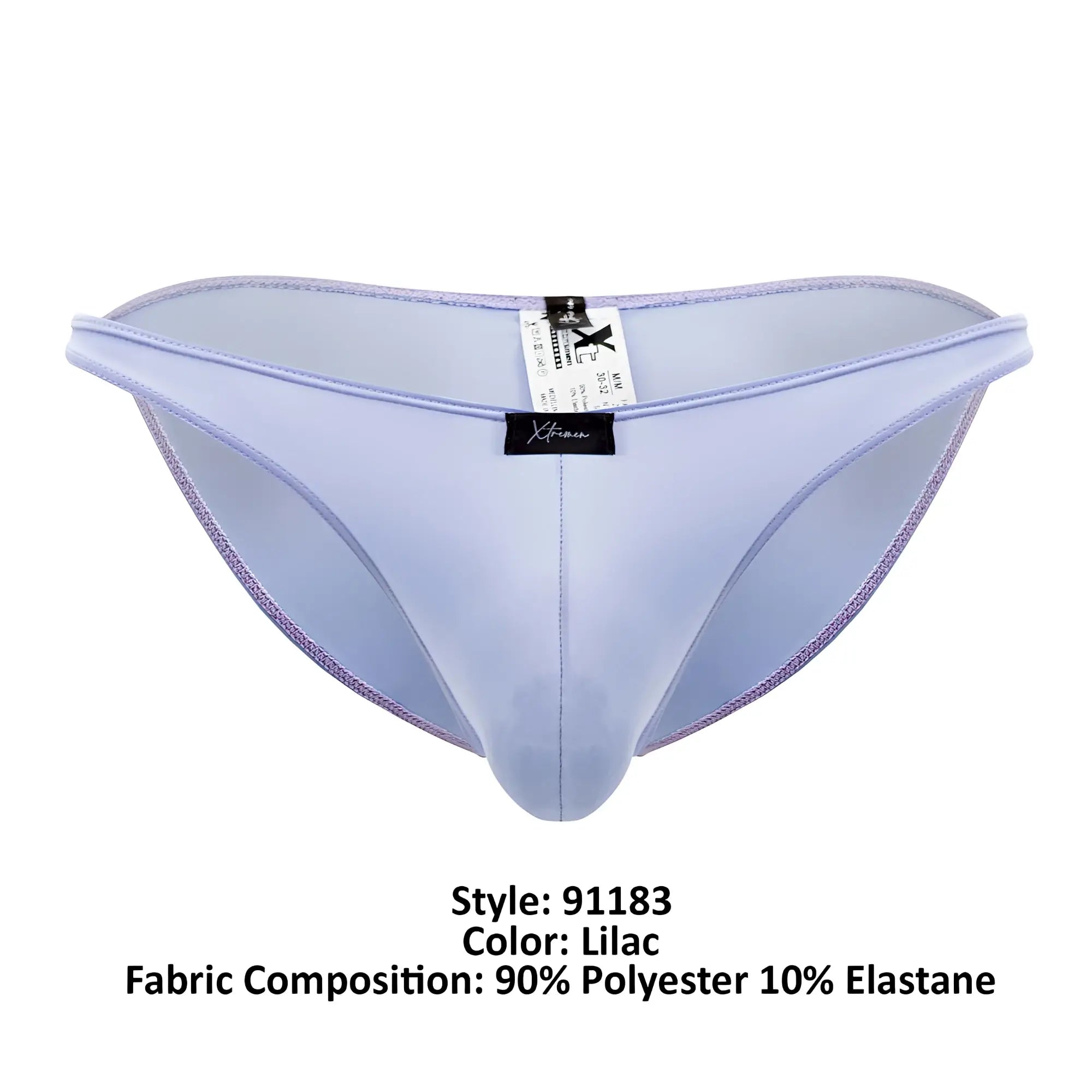 Xtremen 91183 microfiber bikini lilac men’s briefs in form-fitting microfiber with 90% polyester and 10% elastane