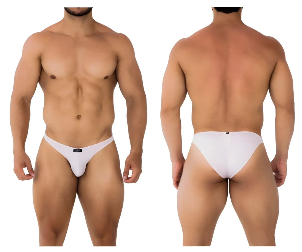 White xtremen 91183 microfiber bikini briefs in pink with a minimalist design and smooth form-fitting fabric