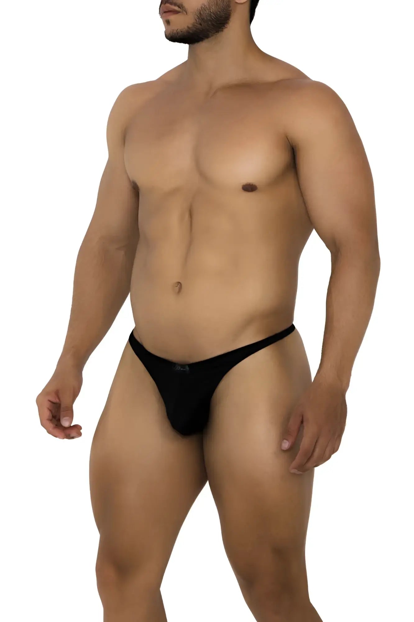 Black xtremen 91185 mesh thong showing back side with a form-fitting design and subtle logo on the waistband