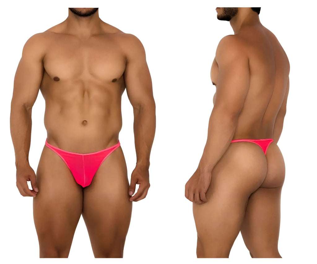 Bright pink Xtremen 91189 tulle mesh thong made of smooth fabric with a form-fitting design