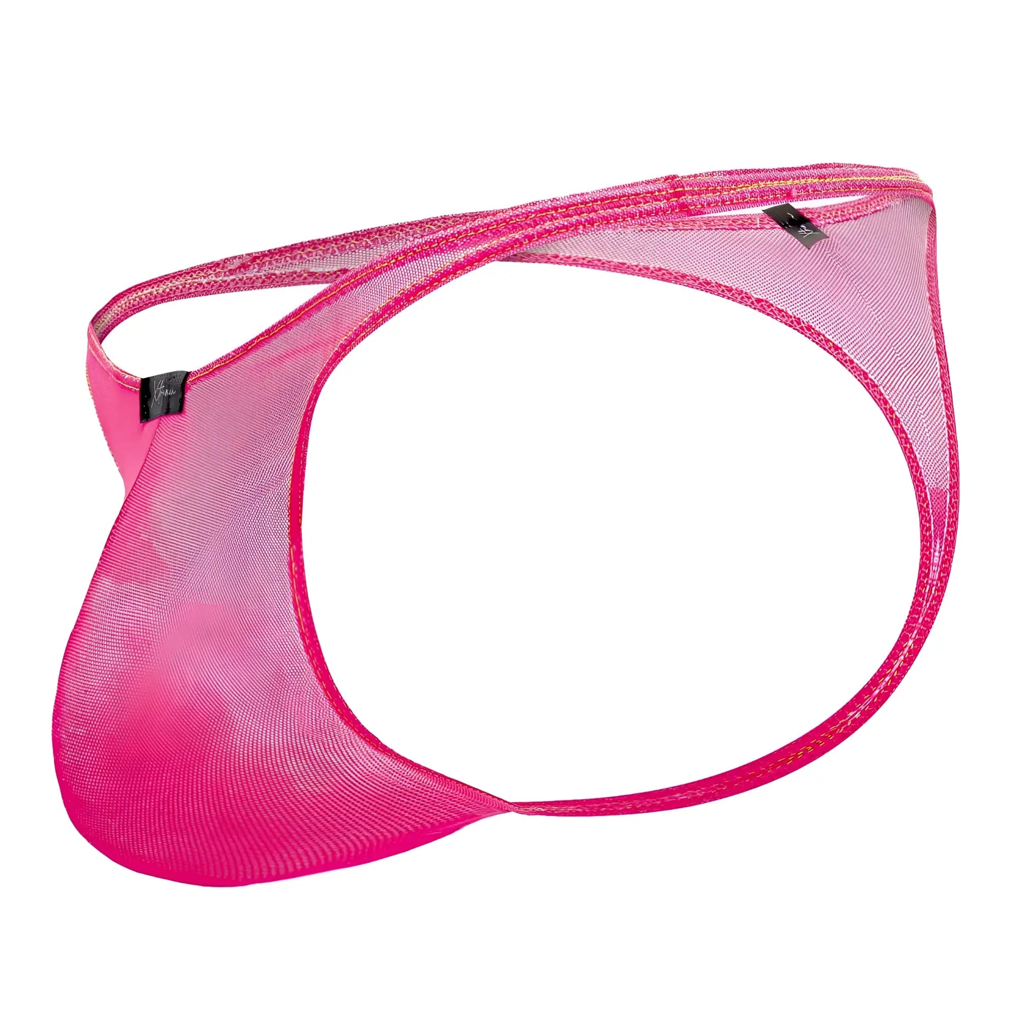 Xtremen 91189 tulle mesh thong in bright pink with sleek form-fitting design and reinforced edge stitching