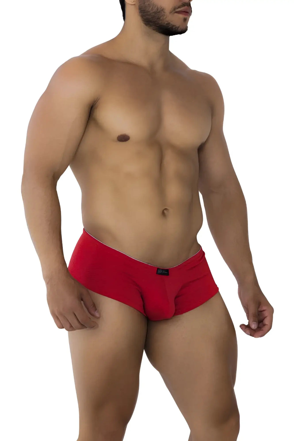 Xtremen 91190 jacquard red men’s briefs with subtle white trim along the waistband for comfortable daily wear