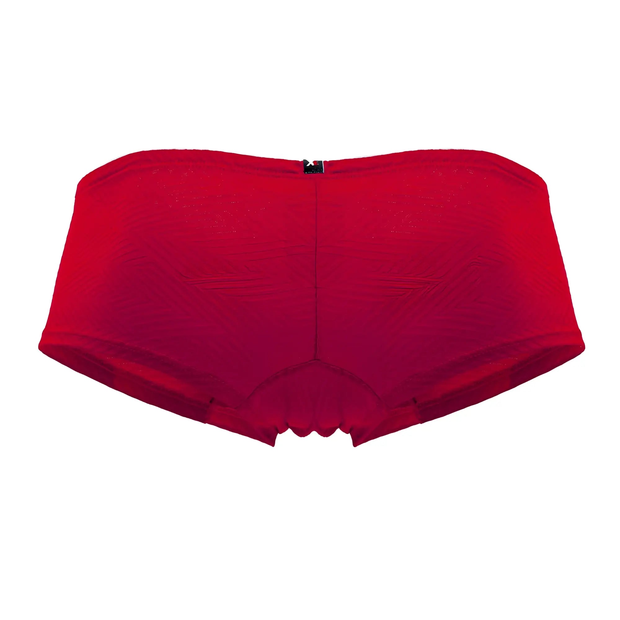 Xtremen 91190 jacquard trunks red seamless briefs with scalloped leg openings and black brand tag on back center