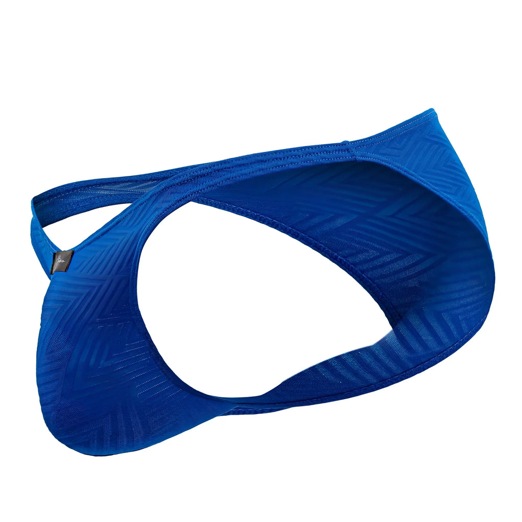 Vibrant royal blue xtremen 91192 jacquard bikini briefs with textured fabric and sleek modern design