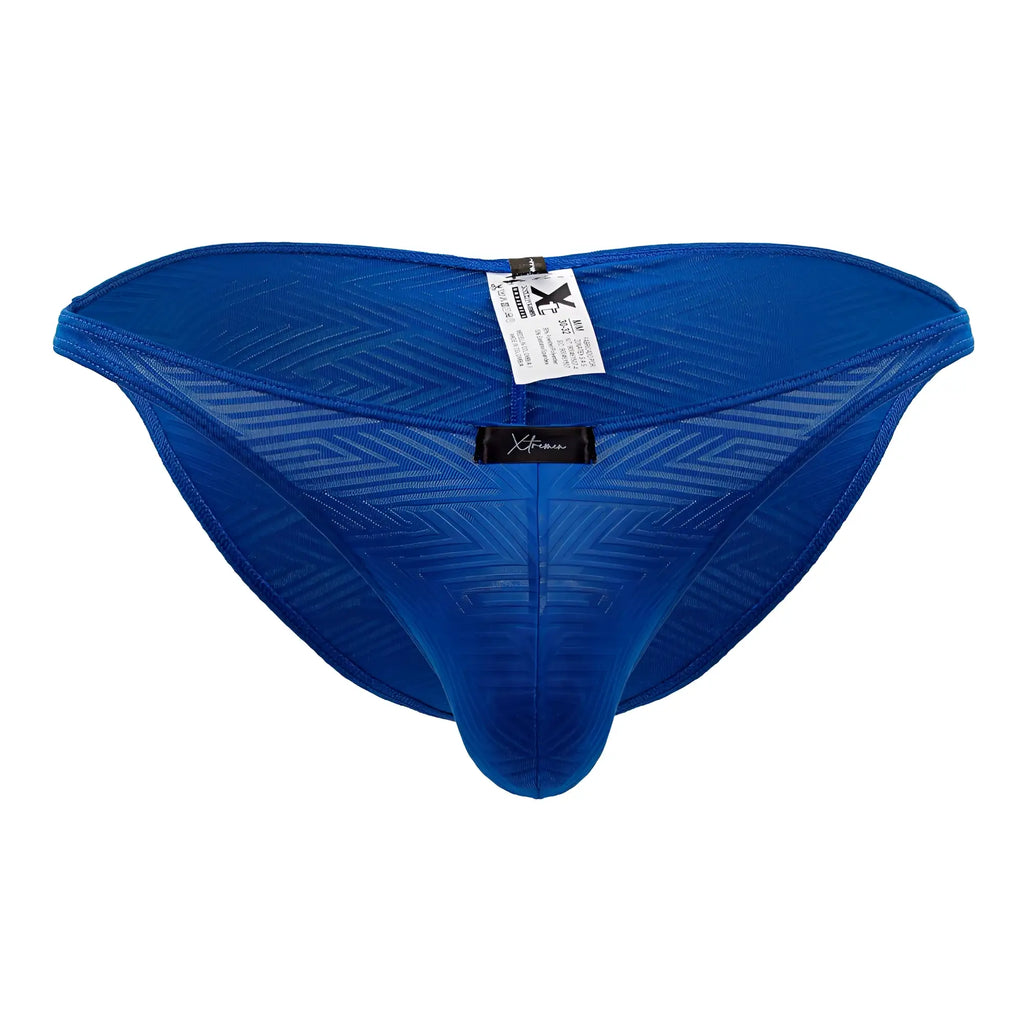 Blue x-fit men’s briefs xtremen 91192 jacquard bikini in royal blue with textured mesh fabric and supportive design