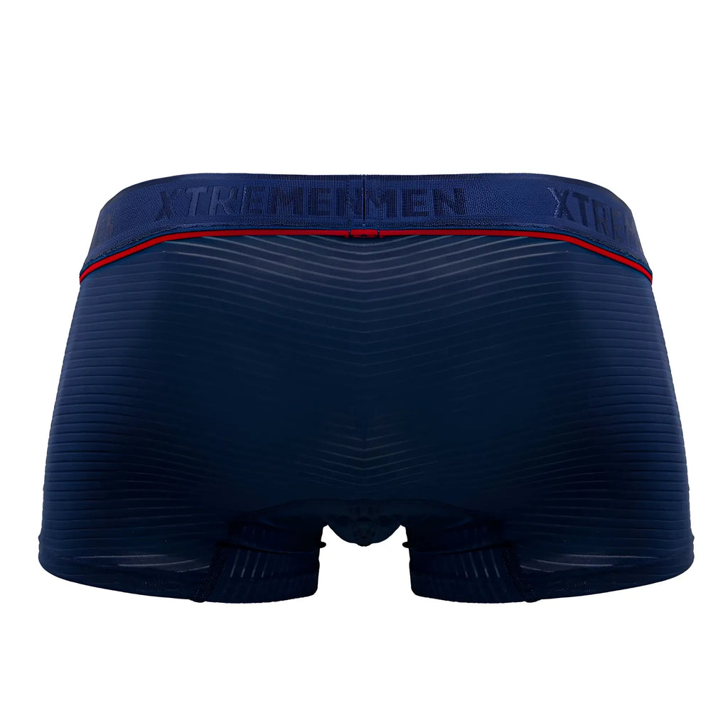 Navy blue xtremen 91196 jacquard trunks with textured ribbed fabric and red waistband trim for comfortable support