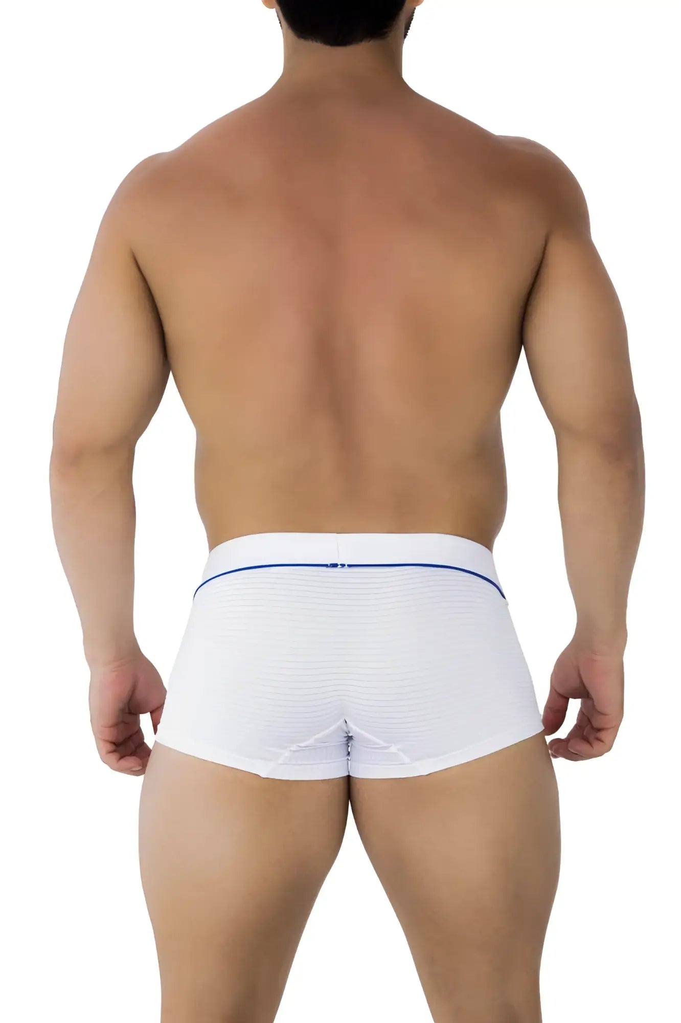 White textured jacquard trunks with blue elastic waistband from Xtremen 91196 in color white