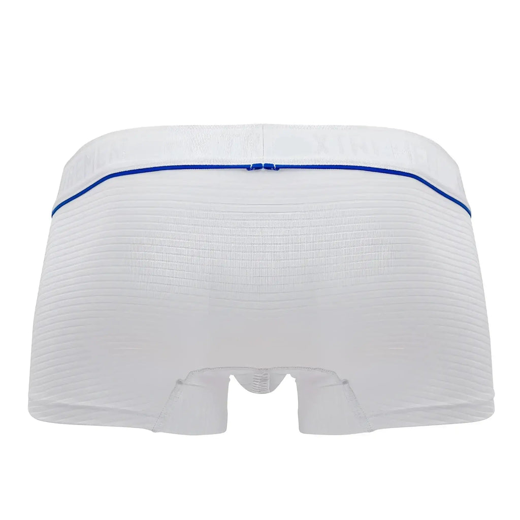 Xtremen 91196 jacquard white boxer briefs with blue elastic waistband and subtle branding in textured fabric