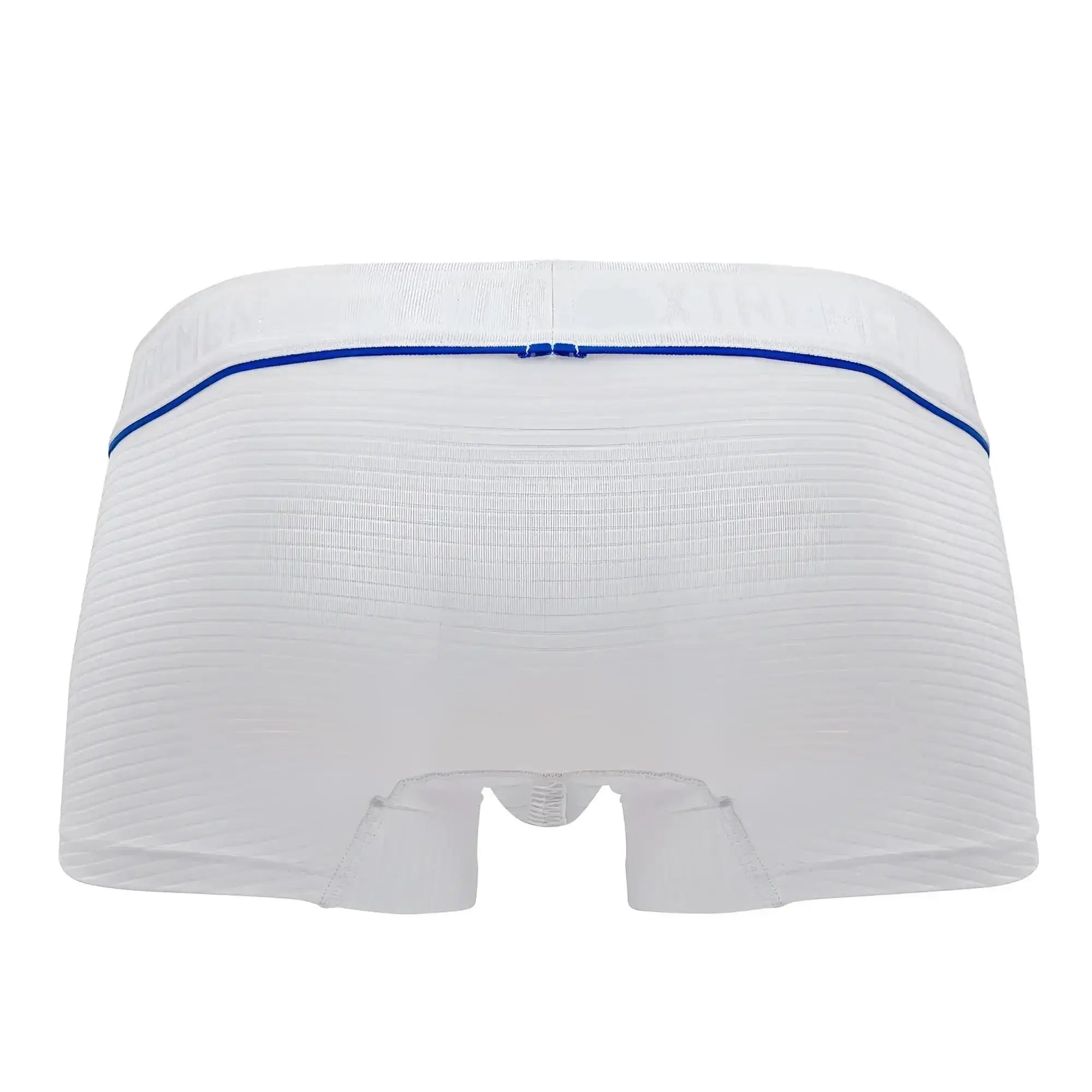 Xtremen 91196 jacquard white boxer briefs with blue elastic waistband and subtle branding in textured fabric