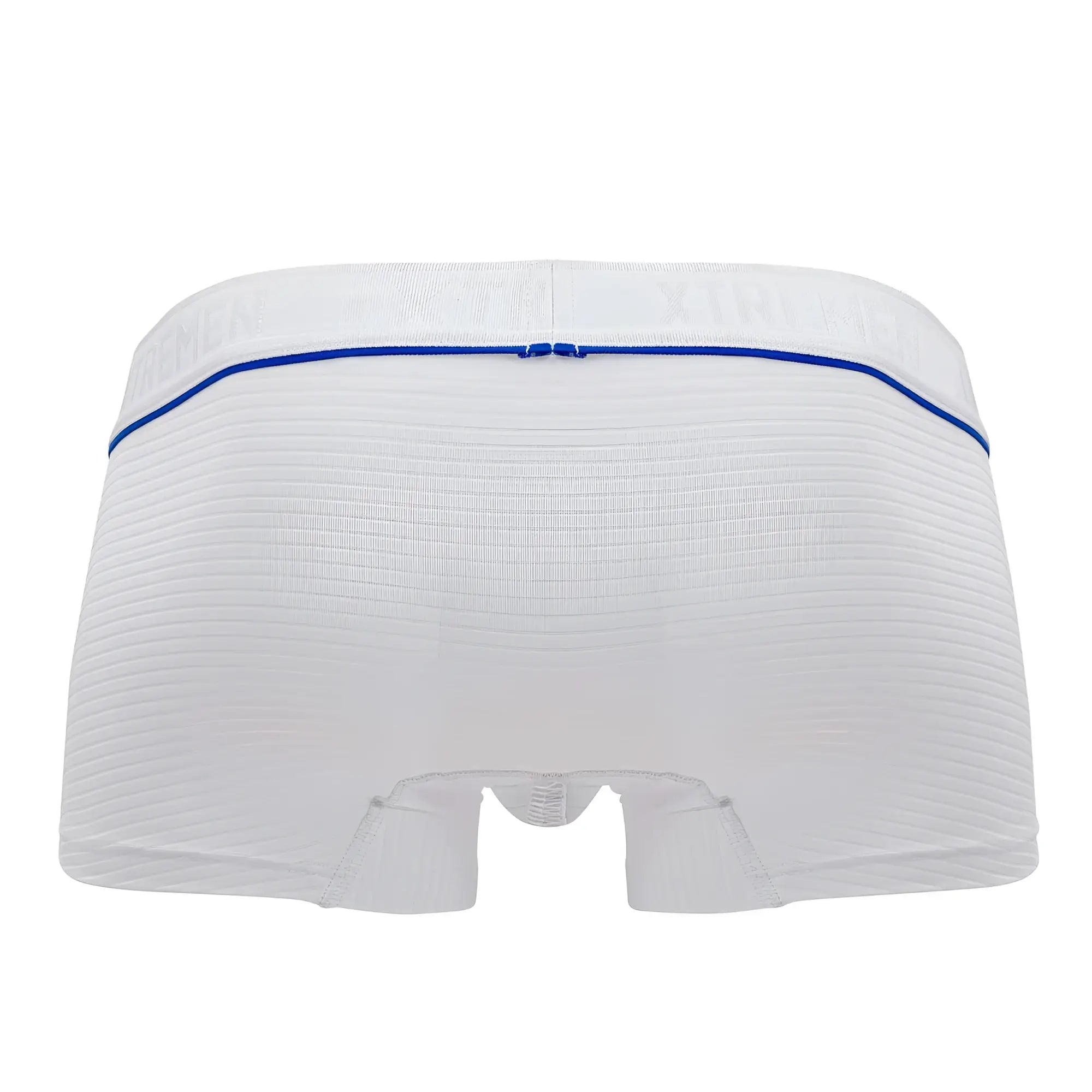 Xtremen 91196 jacquard white boxer briefs with blue elastic waistband and subtle branding in textured fabric