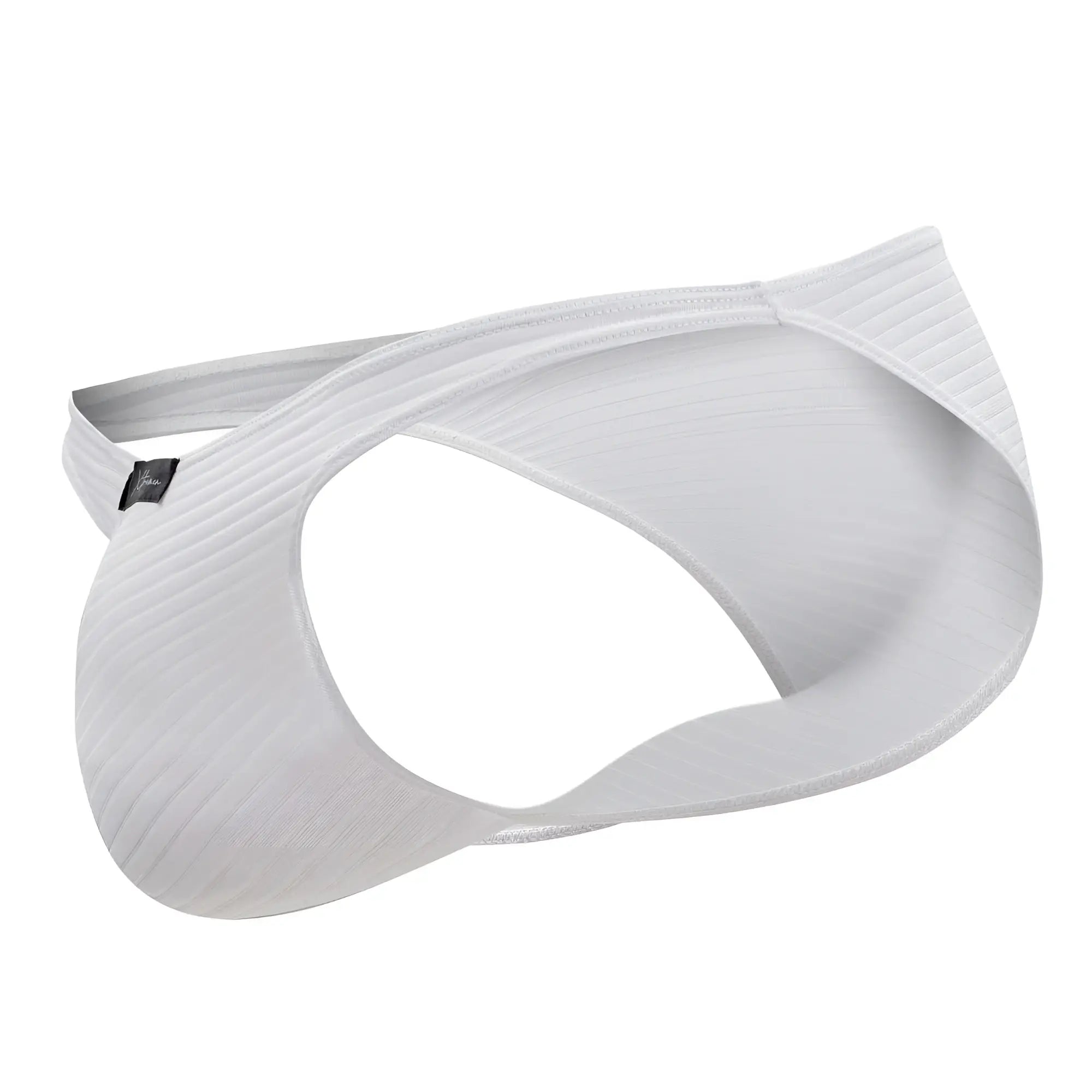 White ribbed cotton xtremen 91197 jacquard bikini briefs with a sleek contoured design and a small black brand tag