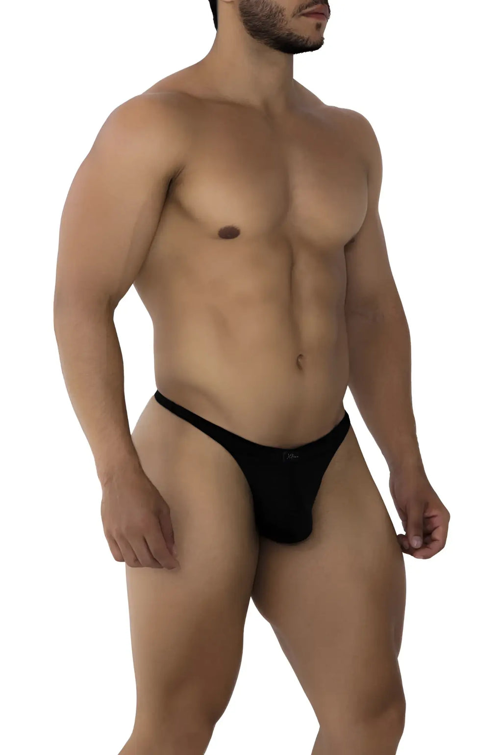 Black xtremen 91198 jacquard thong with a form-fitting design and subtle front logo detail