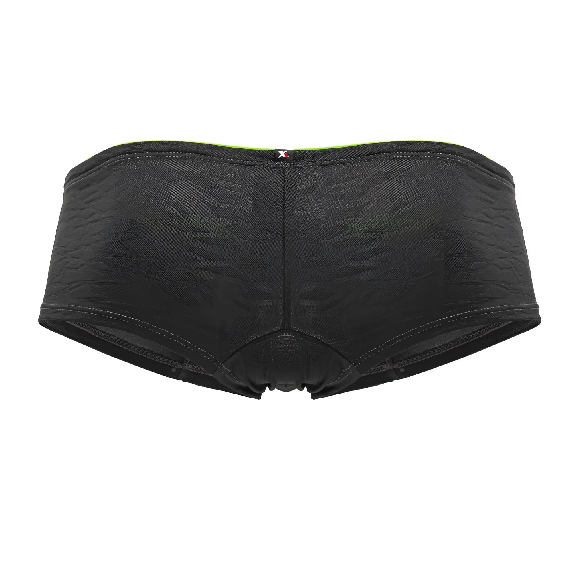 Xtremen 91199 jacquard trunks gray black lace briefs with neon green waistband and small x logo tag