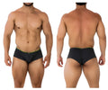 Black Xtremen 91199 jacquard trunks with neon green trim in gray featuring jacquard fabric for comfort and style