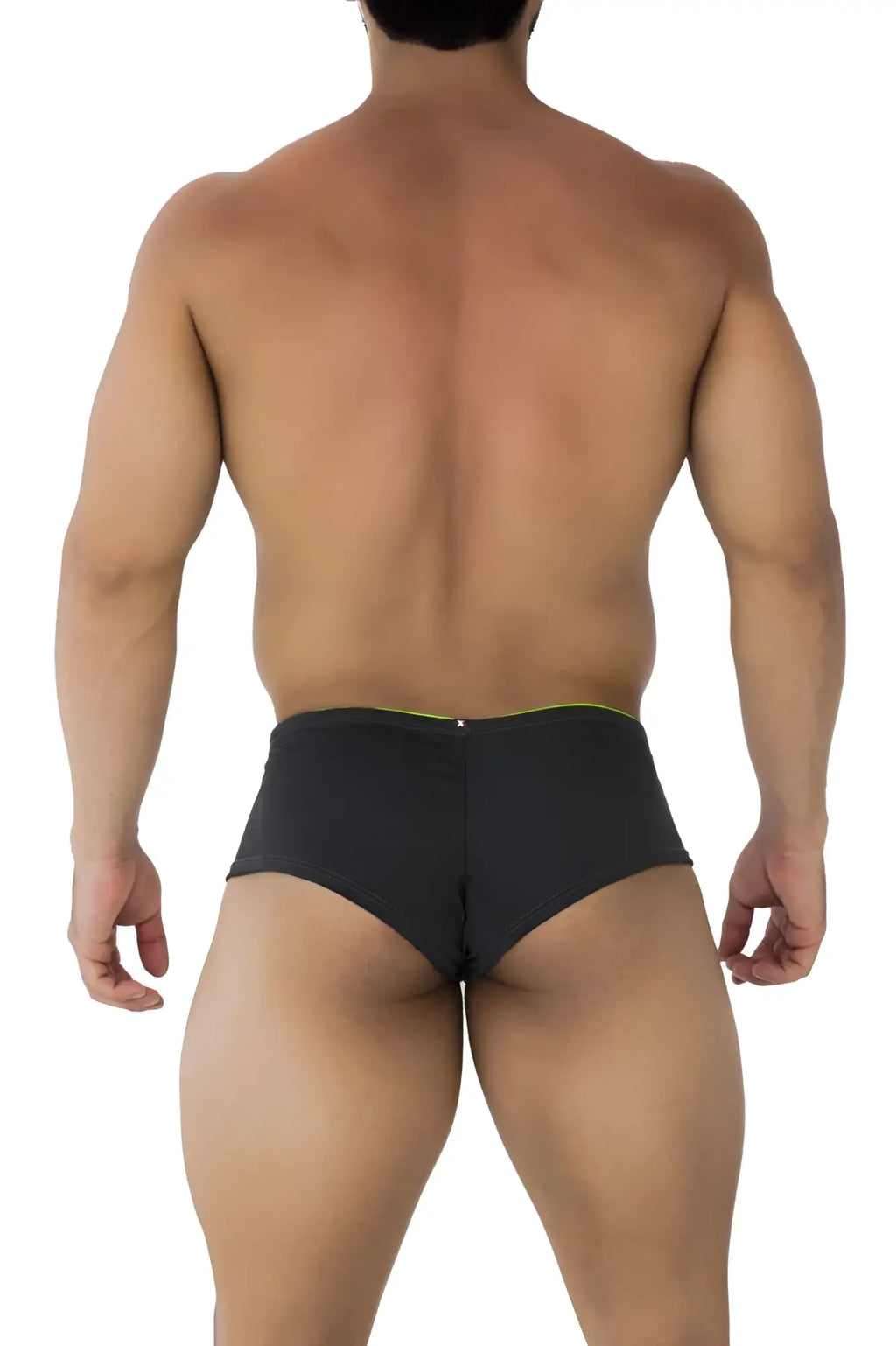 Xtremen 91199 jacquard trunks gray black briefs with subtle lime green trim on waistband jacquard fabric