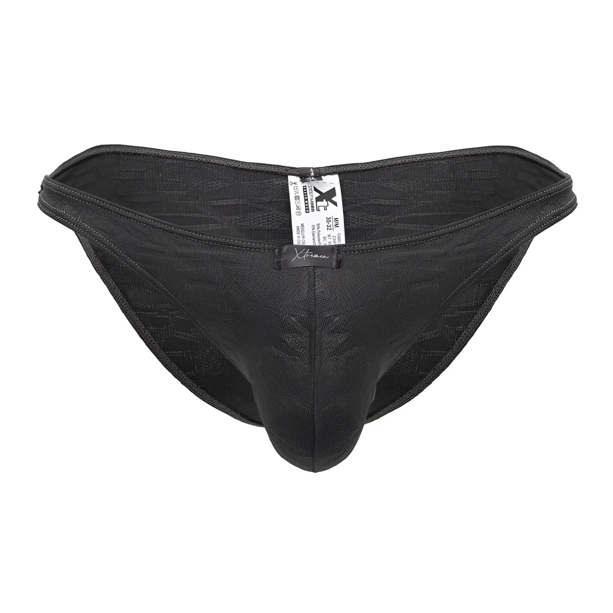 Xtremen 91201 jacquard bikini briefs in gray with textured fabric and reinforced stitching for durable comfort