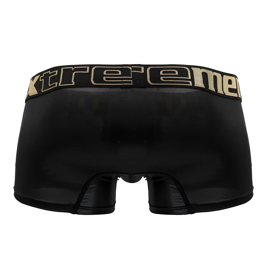 Black xtremen 91202 microfiber trunks with gold-trimmed xtreme waistband boxer briefs