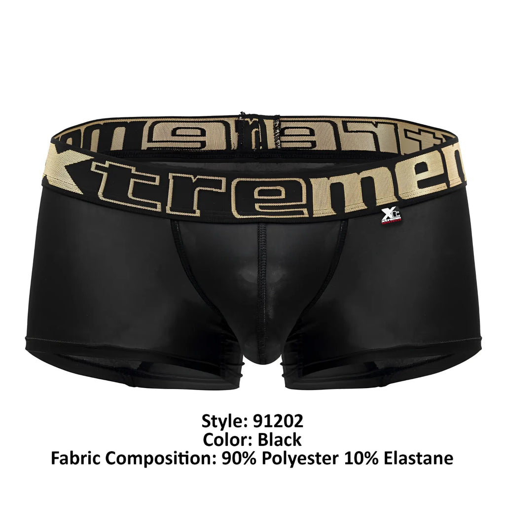 Black Xtremen 91202 microfiber trunks with tan and black Xtremen logo waistband for comfortable everyday wear