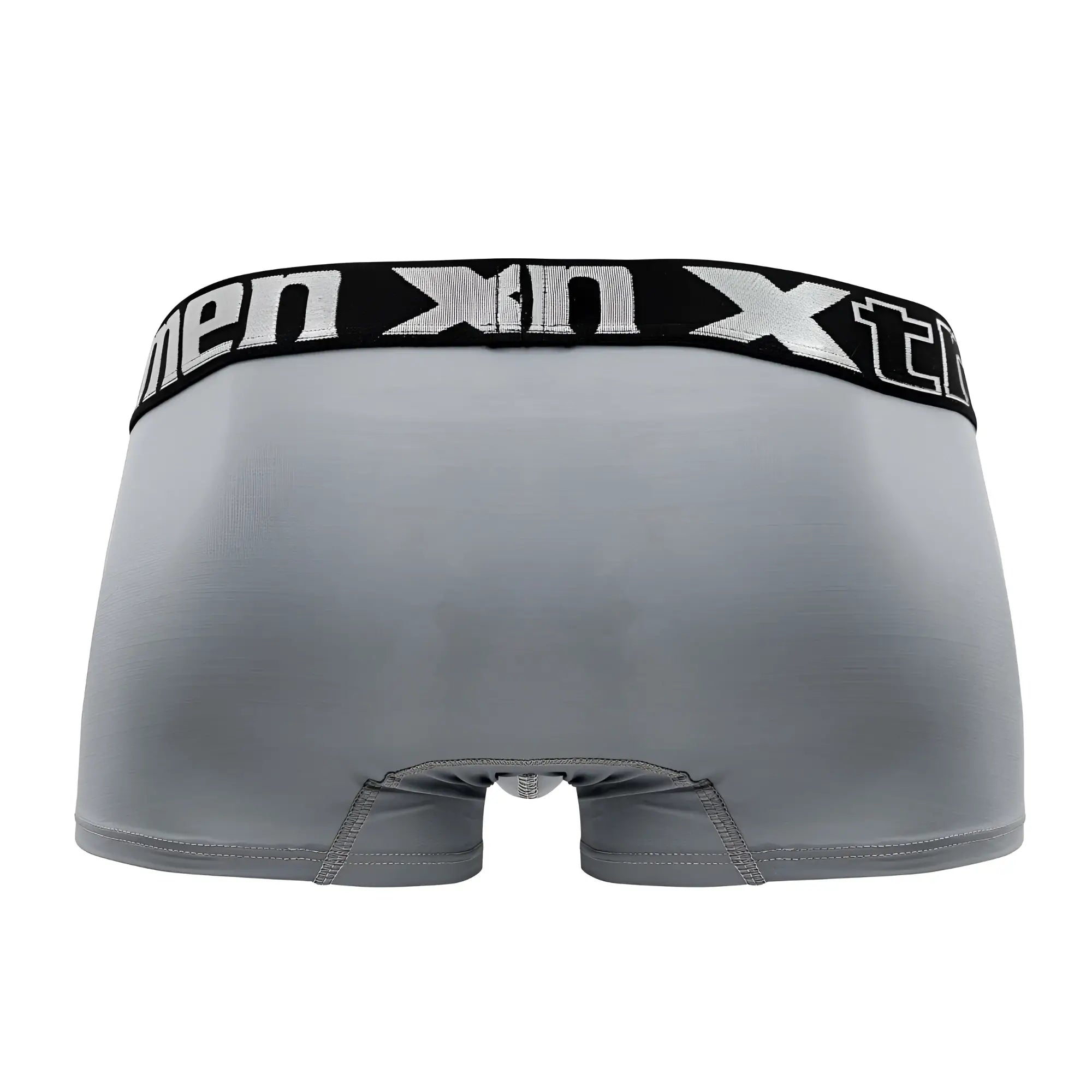 Gray xtremen 91202 microfiber boxer briefs with black elastic waistband and white men xn branding