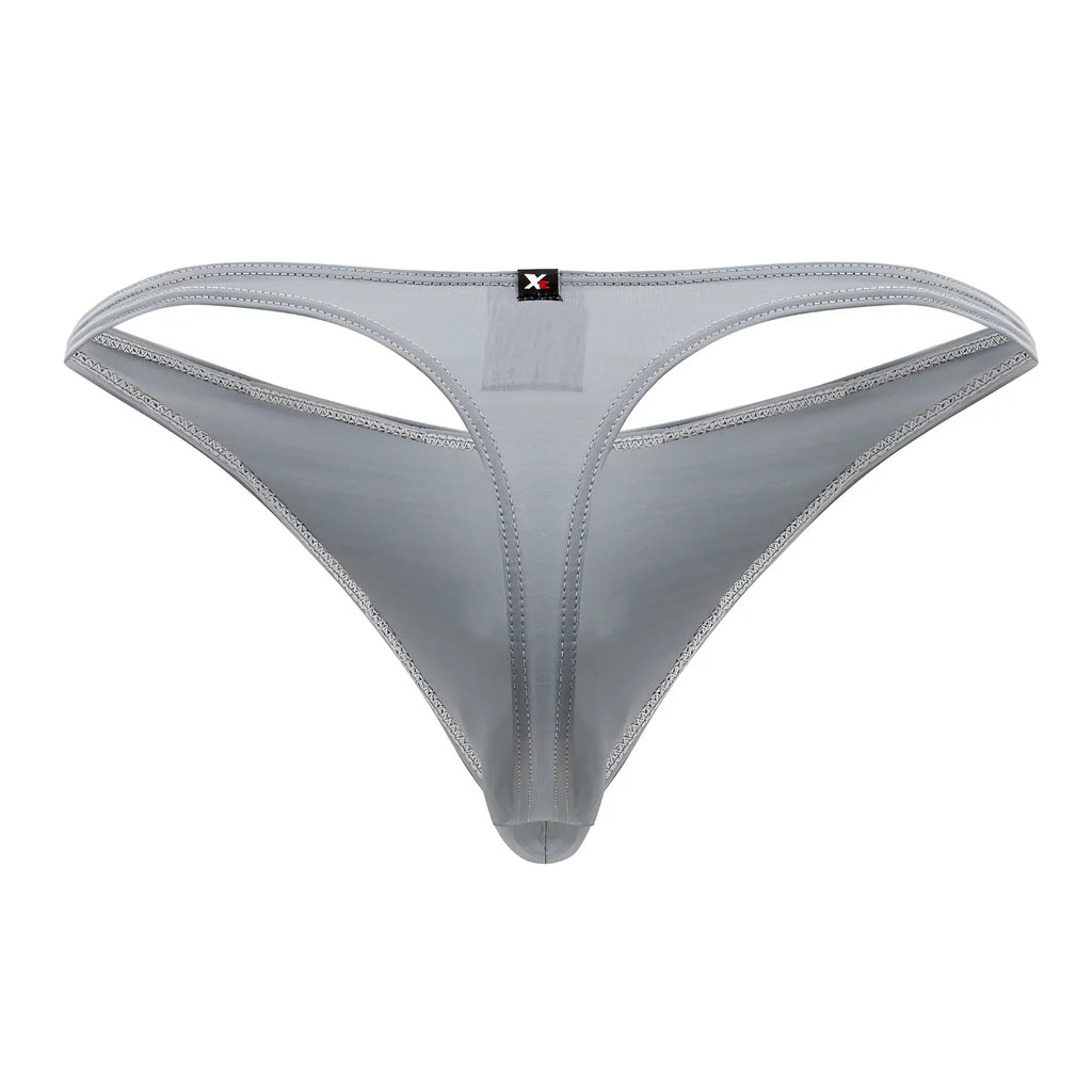 Xtremen 91203 gray microfiber thong with subtle sheen and reinforced stitching along the edges