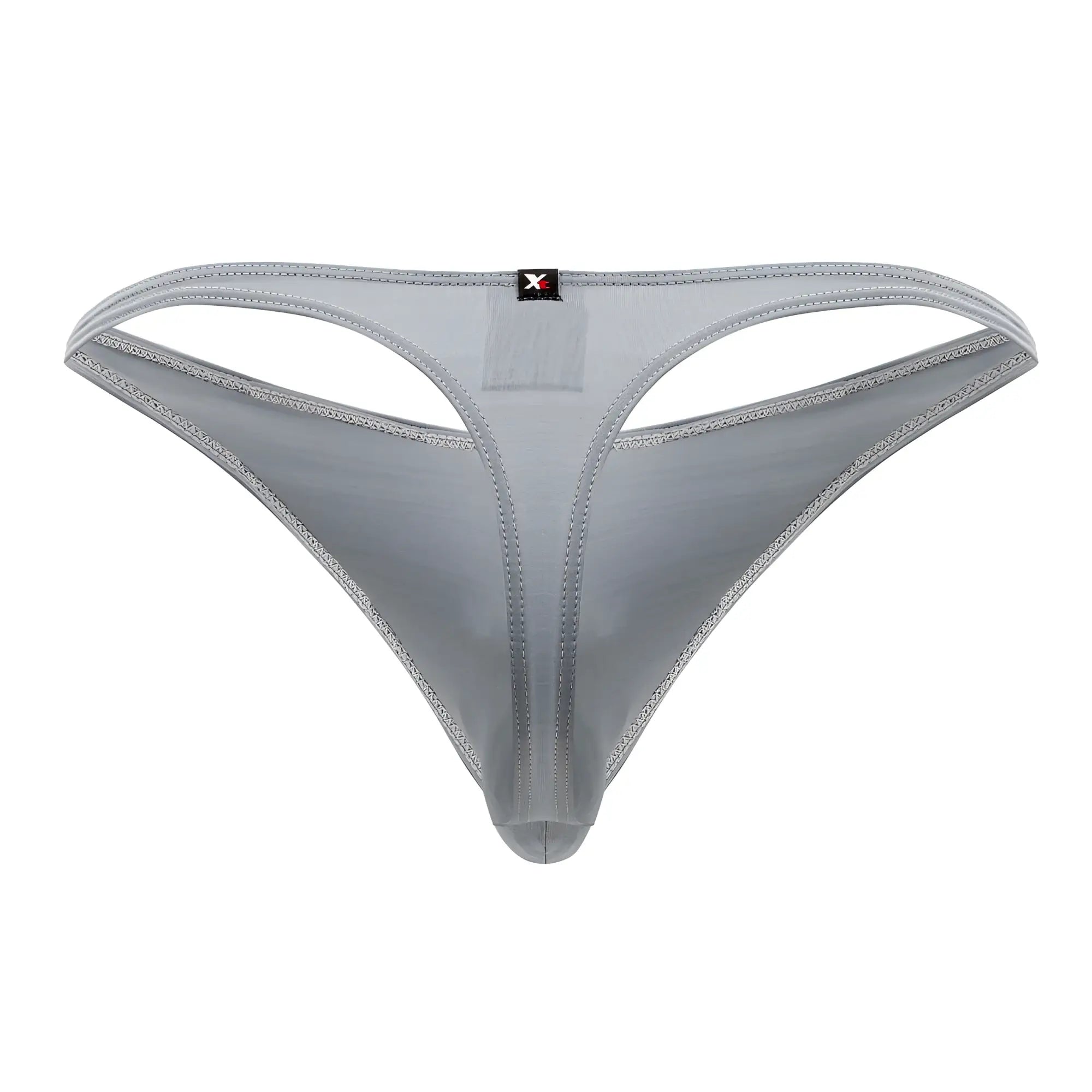 Xtremen 91203 gray microfiber thong with subtle sheen and reinforced stitching along the edges