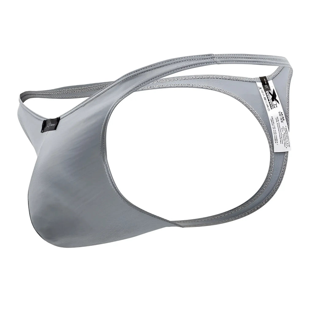 Gray xtremen 91203 microfiber thong made from smooth stretch fabric with reinforced stitching on edges