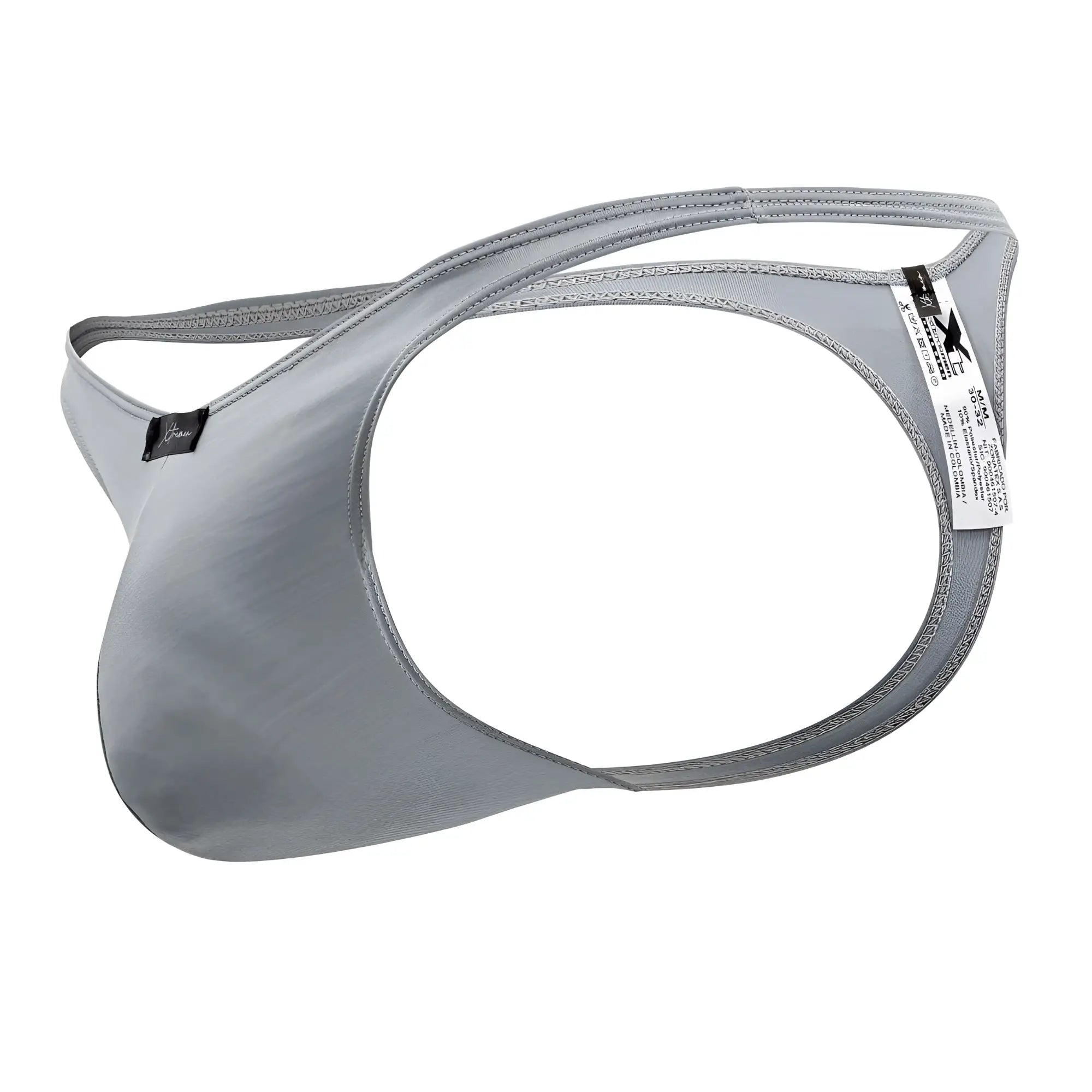 Gray xtremen 91203 microfiber thong made from smooth stretch fabric with reinforced stitching on edges