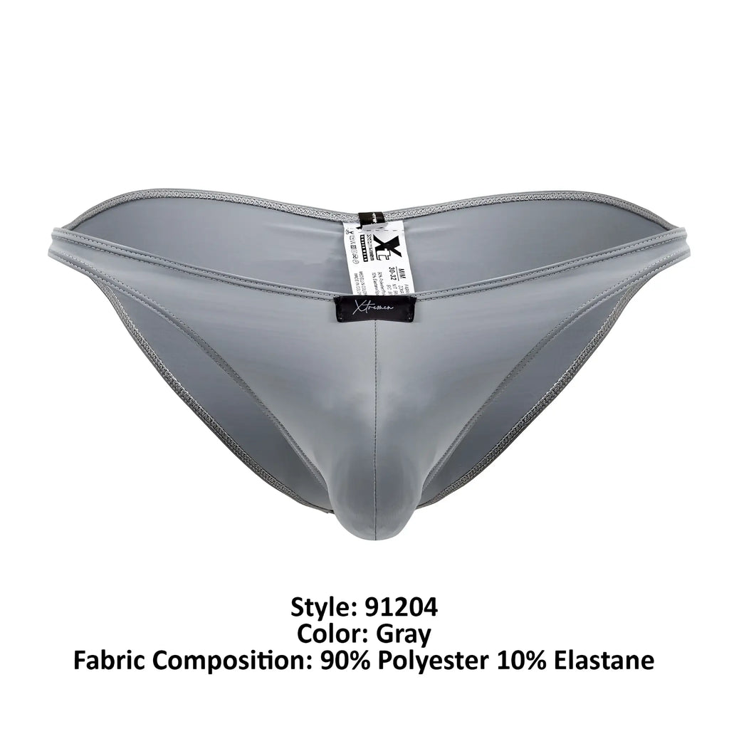 Gray xtremen 91204 microfiber bikini briefs made of 90% polyester and 10% elastane with visible stitching