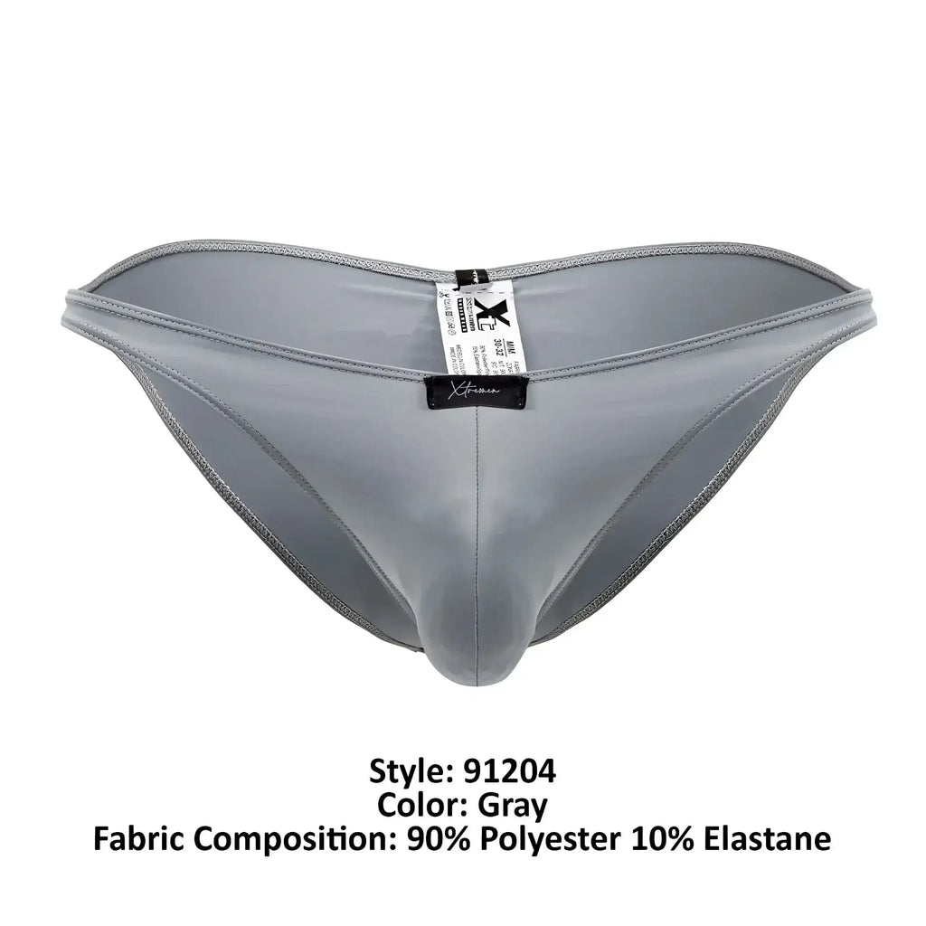 Gray xtremen 91204 microfiber bikini briefs made of 90% polyester and 10% elastane with visible stitching