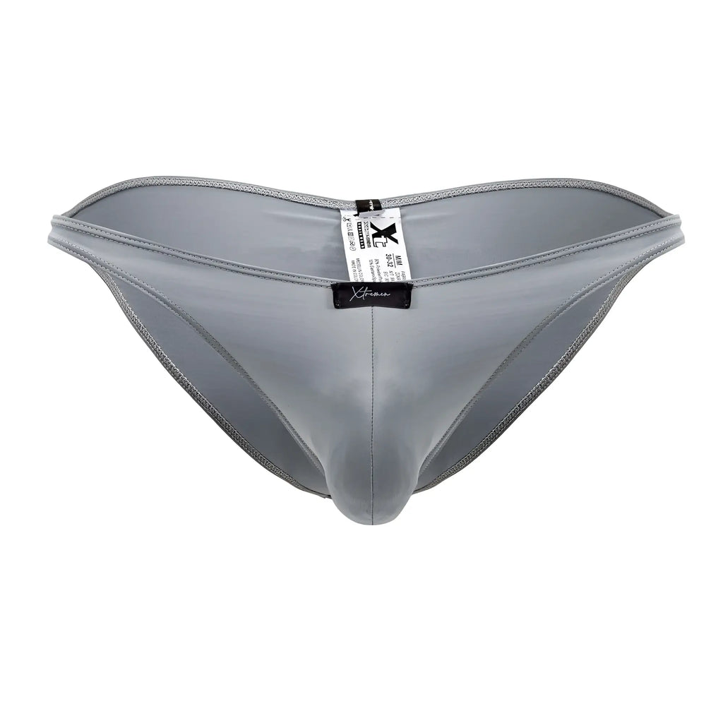 Gray xtremen 91204 microfiber bikini briefs with sleek satin finish and precise stitching for comfortable wear