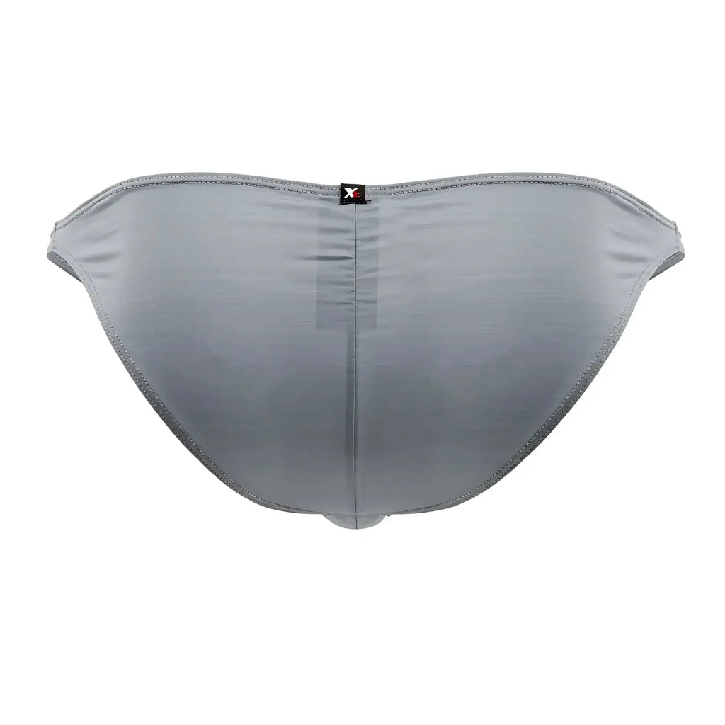 Xtremen 91204 microfiber bikini briefs in gray with sleek fit textured fabric and small black logo tag on the back