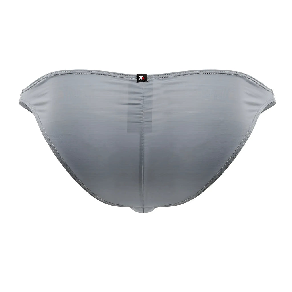 Xtremen 91204 microfiber bikini briefs in gray with sleek fit textured fabric and small black logo tag on the back